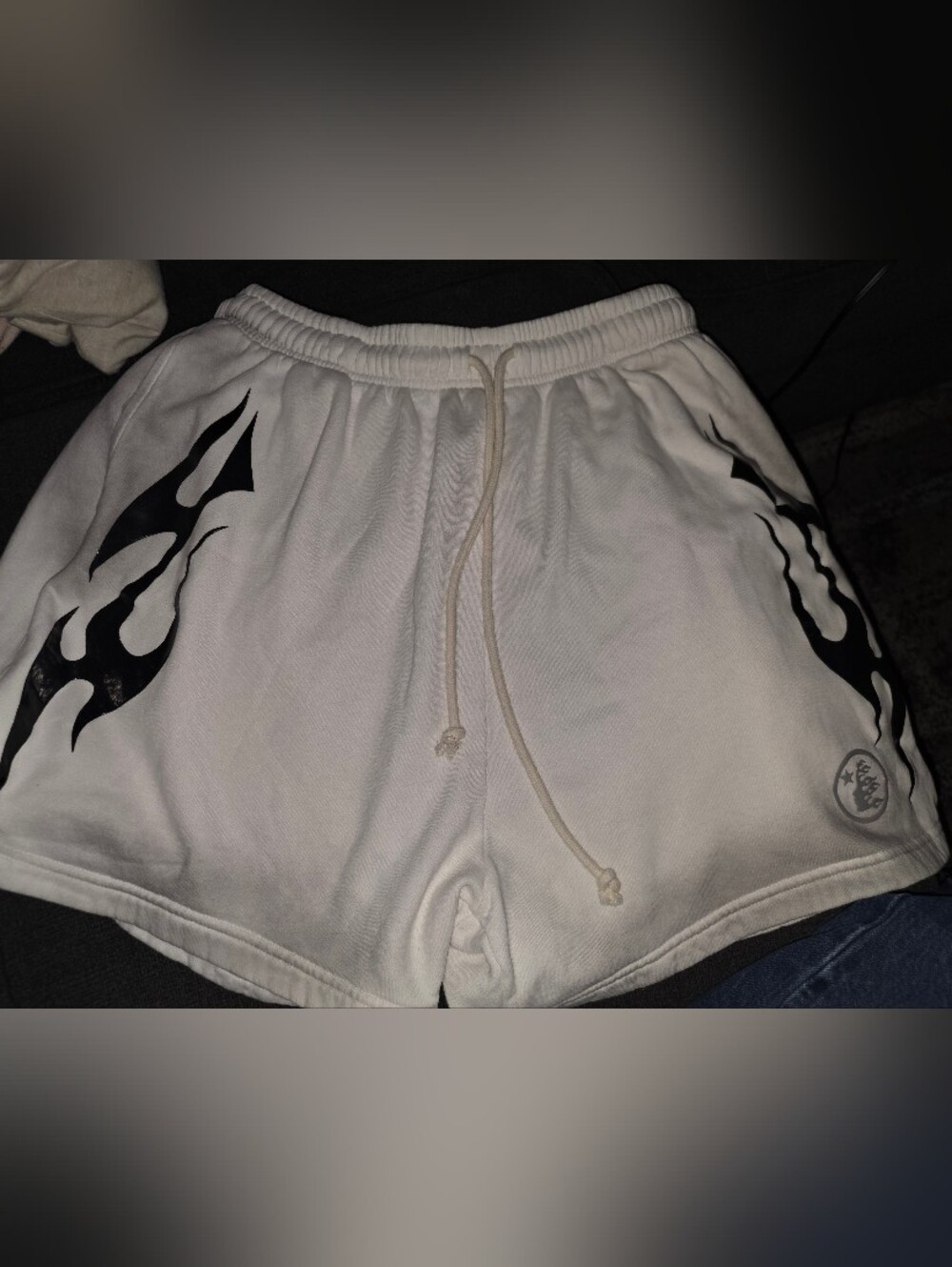 Hellstar White with Black Flames Shorts sz XL. New (no bag)